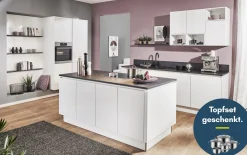 Einbauküche Uno, weiß fein strukturiert, inkl. Miele Elektrogeräte