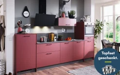 Einbauküche Wida, kaminrot, inkl. Privileg Elektrogeräte