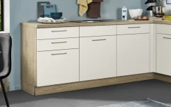 Einbauküche Wida, magnolia/Bergeiche Nachbildung, inkl. Elektrogeräte