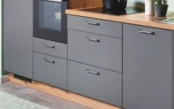 Einbauküche Wida/Plamos, anthrazit/Wildeiche Nachbildung, inkl. Elektrogeräte