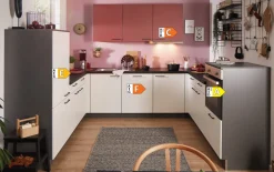 Einbauküche Wida, weiß/kaminrot, inkl. Siemens Elektrogeräte