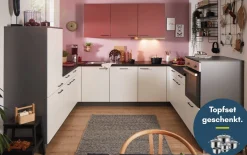 Einbauküche Wida, weiß/kaminrot, inkl. Siemens Elektrogeräte