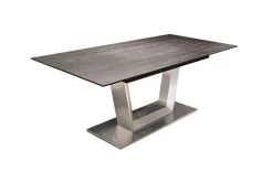 Esstisch Comedor, Wildeiche schwarz-Nachbildung/Edelstahl