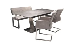 Esstisch Comedor, Wildeiche schwarz-Nachbildung/Edelstahl