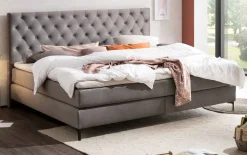 Familien-Boxspringbett Barell, hellgrau, 240 x 200 cm, Härtegrad 3 und 4