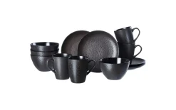 Frühstücksservice Kitwe, Keramik, schwarz, 12 teilig