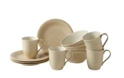 Frühstücksset Color Loop aus Porzellan in sand, 12-teilig