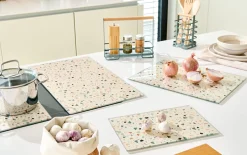 Glasschneideplatte Terrazzo, bunt, 40 x 30 cm