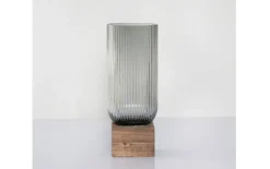 Glasvase/Windlicht, grau/braun, 12 x 31 cm