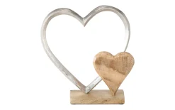 Herz Dekoaufsteller Carolyn, hellbraun/silber, 23 x 7,5 x 28 cm