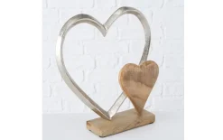 Herz Dekoaufsteller Carolyn, hellbraun/silber, 23 x 7,5 x 28 cm