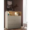 Highboard Andiamo, steingrau/Eiche rustico