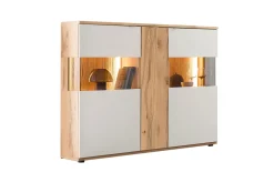 Highboard Bergen, Balkenbuche/weiß, inkl. Apothekerauszug