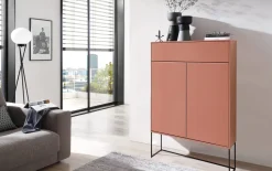 Highboard Kara Frame, rosewood, inkl. Push-to-Open Funktion