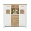 Highboard Matera, weiß/Altholz-Nachbildung, inkl. LED-Beleuchtung
