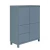 Highboard Olli, kreideweiß, blau matt, 3-türig, 2 Schubkästen