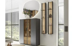 Highboard Selino, Birke massiv/anthrazit