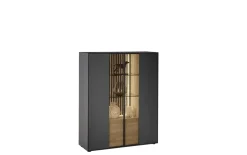 Highboard Selino, Birke massiv/anthrazit