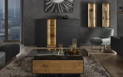 Highboard Trevio, anthrazit/Kerneiche massiv