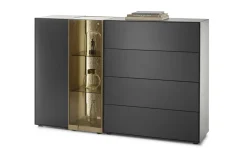 Highboard Trevio, anthrazit/Kerneiche massiv