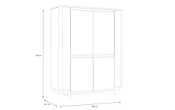 Highboard Vodol, sandfarbig/schwarz