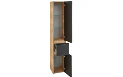 Hochschrank Bordeaux, schwarz/Eiche Halifax-Nachbildung