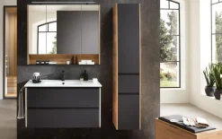 Hochschrank Bordeaux, schwarz/Eiche Halifax-Nachbildung