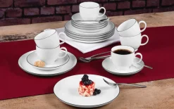Kaffeeservice Lido Black Line in weiß, 18-teilig