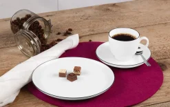 Kaffeeservice Lido Black Line in weiß, 18-teilig