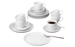 Kaffeeservice Lido uni 3 aus Porzellan in weiß, 18-teilig