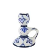 Kerzenhalter, blau/weiß, 11,8 cm