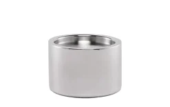 Kerzenhalter rund aus Edelstahl in Silber/Grau, 8 cm
