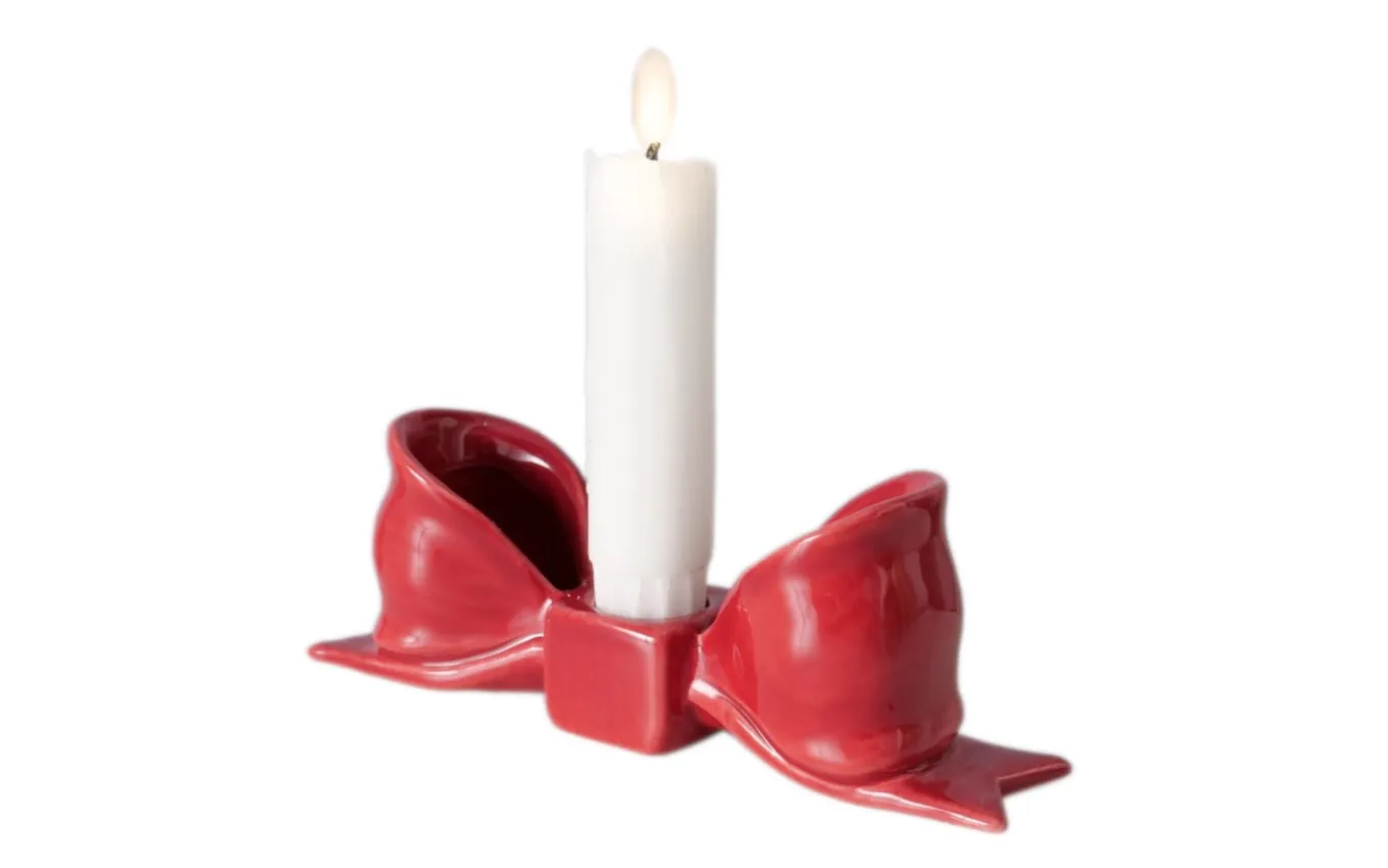 Kerzenleuchter Bow, rot, 5,2 cm