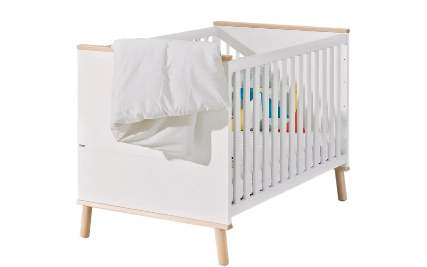 Kinderbett, kreideweiß/Birke