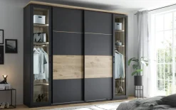 Kleiderschrank Smoothy, anthrazit/Viking Eiche-Nachbildung, 267 x 225 cm