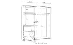 Kleiderschrank Winn2, weiß, 170,3 x 200,5 cm