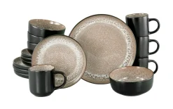 Kombiservice Nordic Fjord, beige/schwarz, 16-teilig