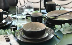 Kombiservice Nordic Fjord, beige/schwarz, 16-teilig