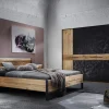 Komfort-Doppelbett Steel, Wildeiche gebürstet, 180 x 200 cm