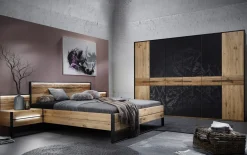 Komfort-Doppelbett Steel, Wildeiche gebürstet, 180 x 200 cm