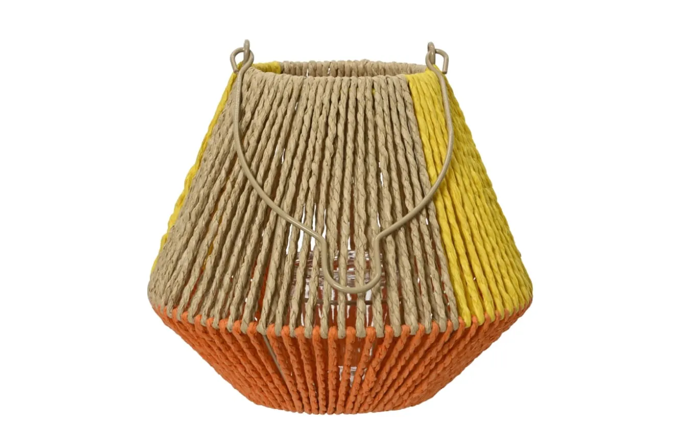Laterne, Jute, gelb/orange/beige, 21 cm