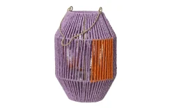 Laterne, Jute, lila/orange, 30 cm