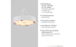 LED-Akkupendelleuchte Akuba, 25 cm, weiß, inkl. Memoryfunktion