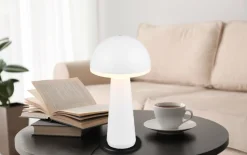 LED-Akku-Tischleuchte Fungo, weiß, 31 cm