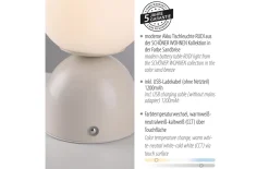 LED-Akkutischleuchte Rudi, sandfarbig, inkl. CCT Funktion