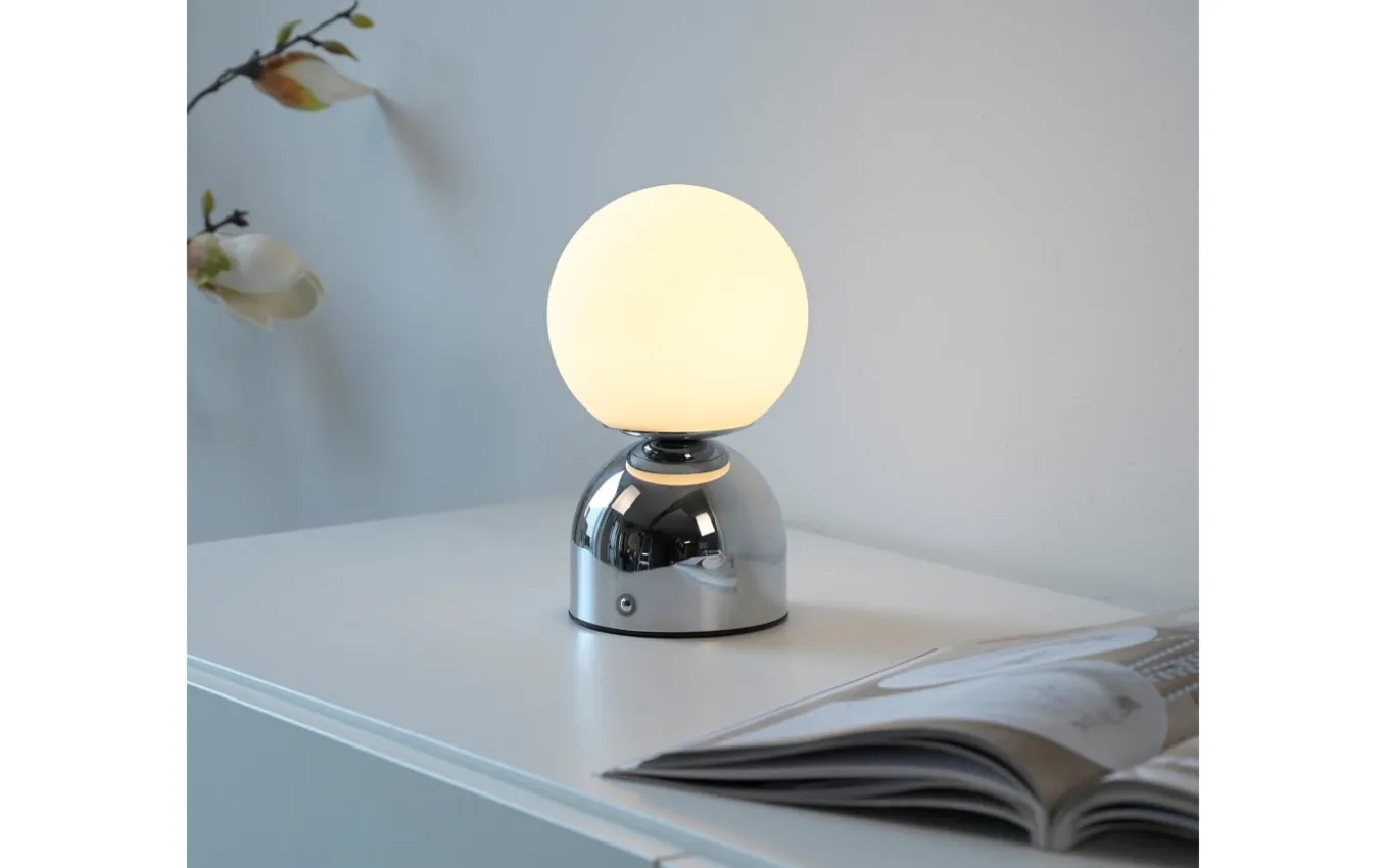 LED-Akkutischleuchte Rudi Schöner Wohnen, chromfarbig, inkl. CCT Funktion