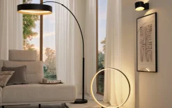 LED-Bogenleuchte Loop, schwarz/gold, inkl. Ausziehfunktion