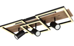 LED-Deckenleuchte Kassu in holzfarbig/schwarz, 72 x 27 cm