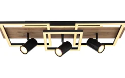 LED-Deckenleuchte Kassu in holzfarbig/schwarz, 72 x 27 cm