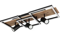 LED-Deckenleuchte Kassu in holzfarbig/schwarz, 72 x 27 cm